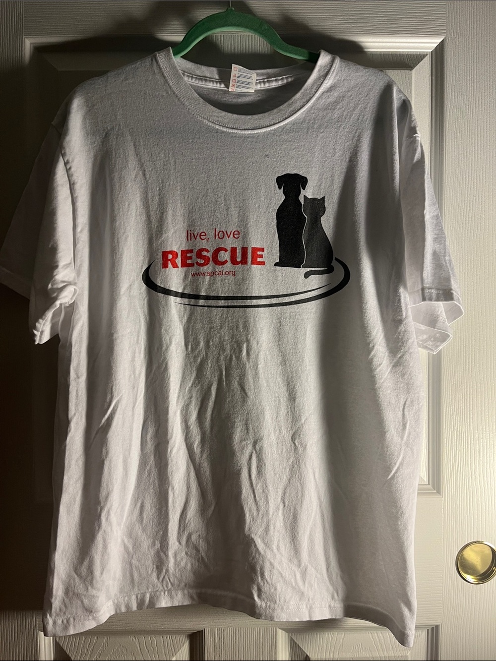 Large Live Love Rescue White Dog & Cat Rescue T-Shirt